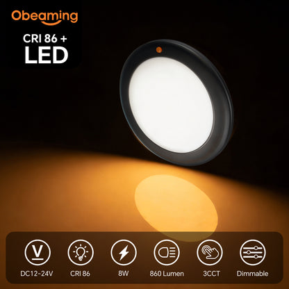 12V Metal Ceiling Dome Light Campervan Boat 3 CCT 2700K/4000K/6000K Switchable & Dimmable, Surface Mount LED for Motorhome Camper Trailer Interior Lighting