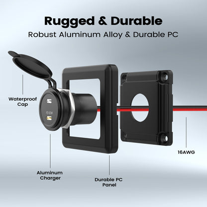 85W 12V USB C Socket 65W PD & 20W PD RV USB Outlet All-Aluminum