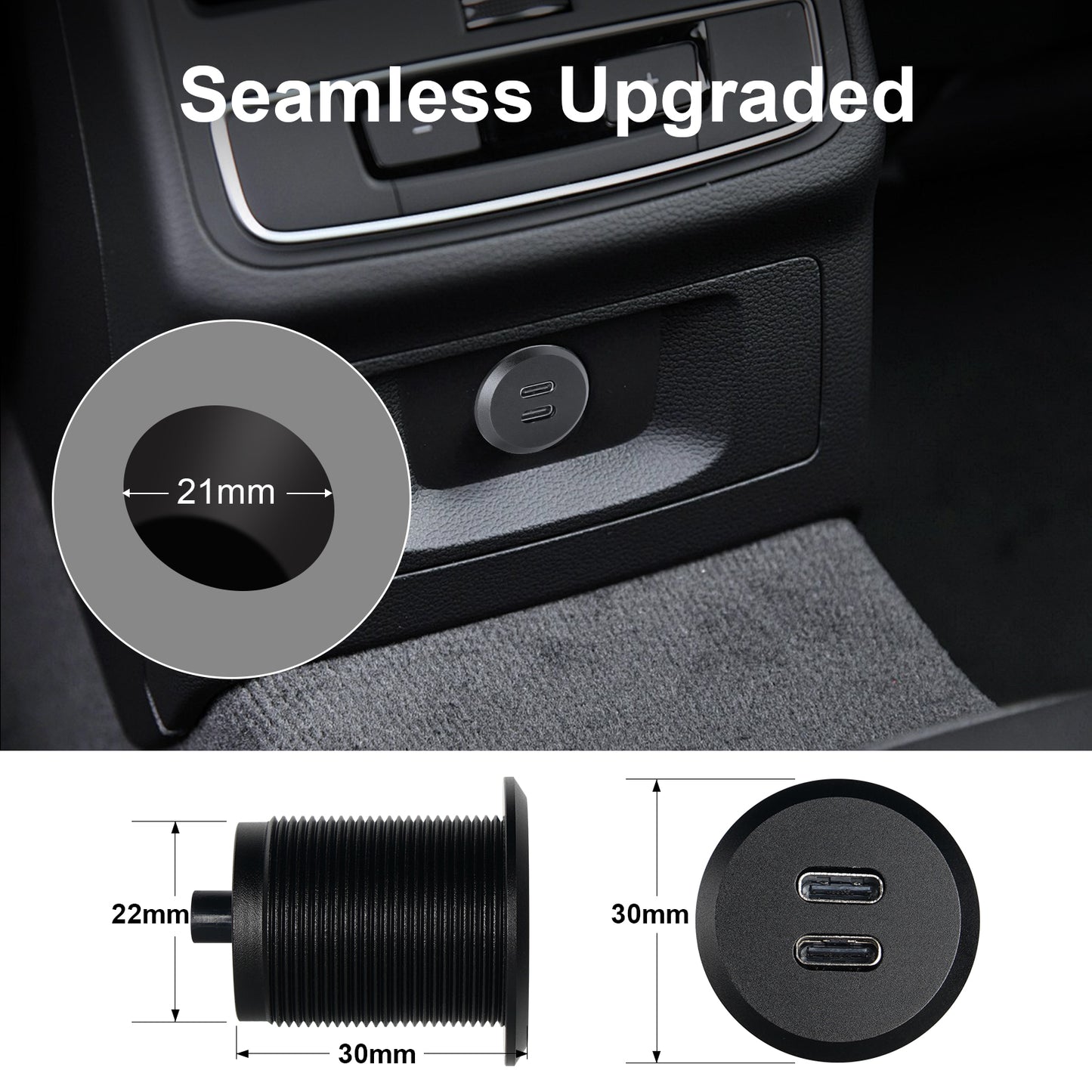 12V USB Outlet USB C Charger, 24W Output
