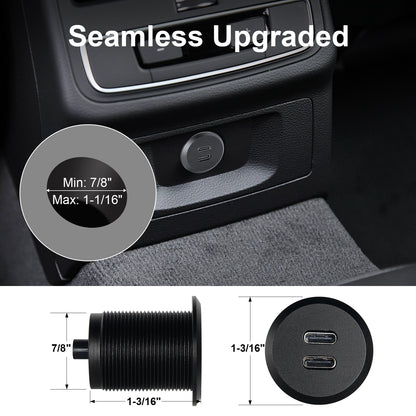 12V USB Outlet USB C Charger, 24W Output