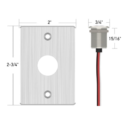 12V Dimmer Switch PWM Low Side, Push Button Dimmer for RV Boat Lighting & Led Strip Light, 6A Full Aluminum with Red Ring Light