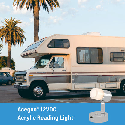 12V LED Reading Light, RV wivel Wall Lamp Built-in USB Charger