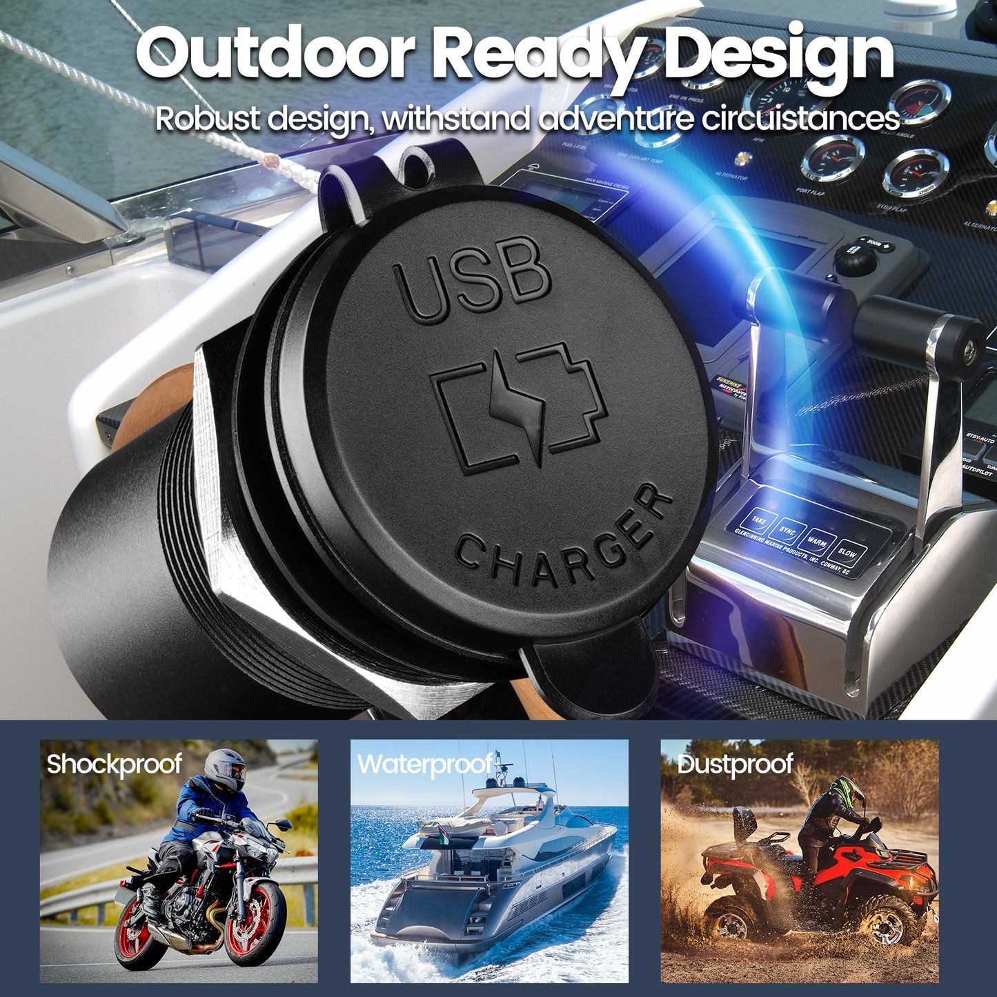 68W 3 Port 12V USB Socket Outlet, 2*USB C +USB A