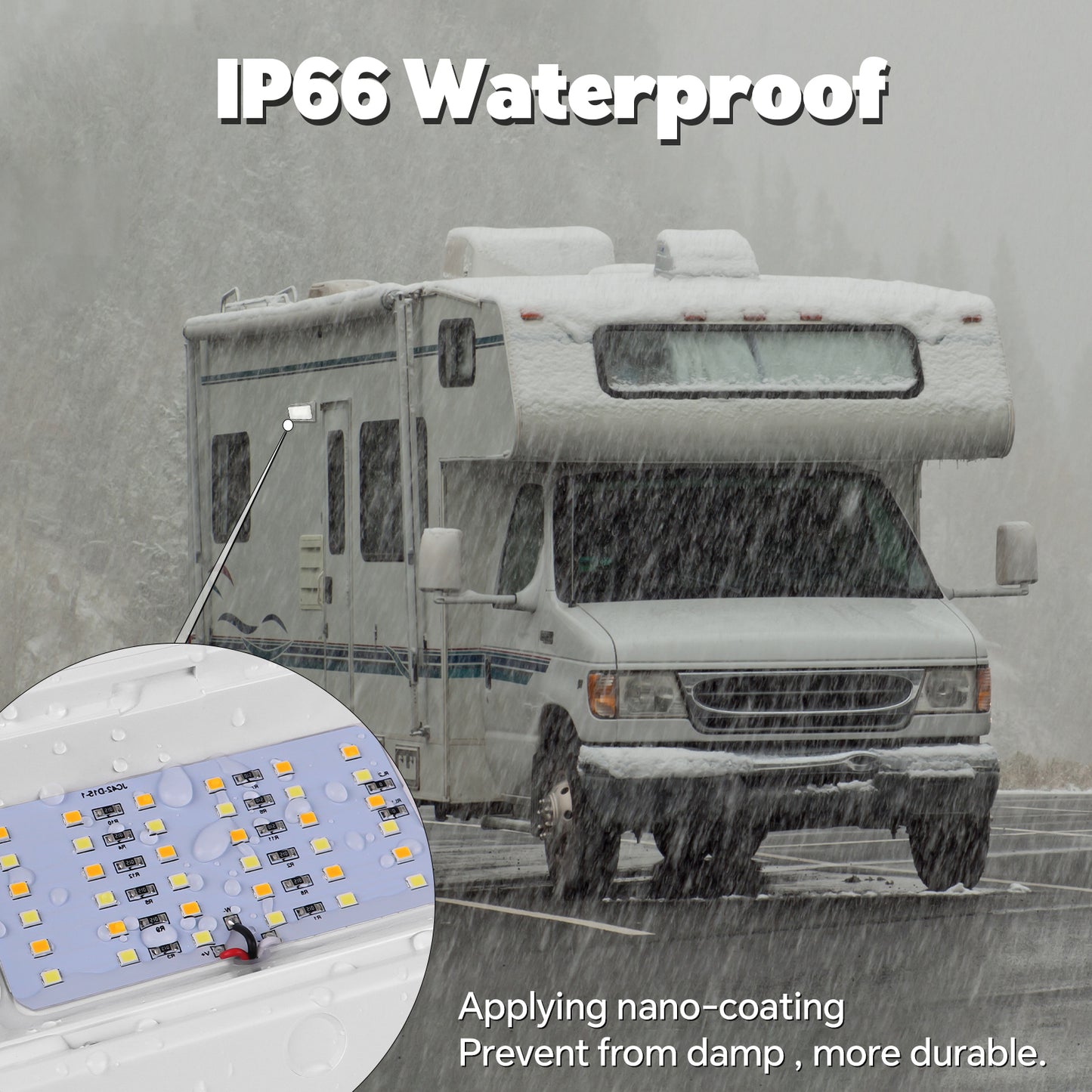 Porch Light LED Dual Color(White/Amber) Switchable 12V, No Switch Exterior Utility Replacement Light for RV Trailer Camper Motorhome, 410 Lumen IP66 Waterproof, White