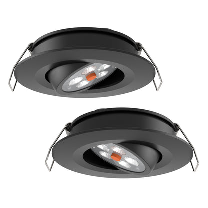 12V LED Puck Light, RV Boat Swivel Recessed LED Interior Light, 36° Beam Angle Vertical 70° Adjustment,Full Aluminum Downlights,3 Inch Inbuilt Dimmer Switch & Red Nightlight, Black