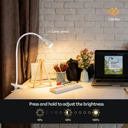 Reading Light for Clip on Lamp 3000K/Amber Light with USB-C Adapter White