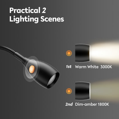 Wall Mounted Minimalist Bedside Reading Light Powered by Type-C Adapter