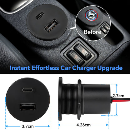 48W 12V USB Socket Outlet, PD3.0 30W+QC3.0 18W