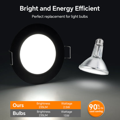 acegoo 12V Bi-color 3” Recessed Puck Light for RV Boat Camper Van, 3W CRI90+ Dual Color  (Note:Works with acegoo 12V dual-mode dimmer)
