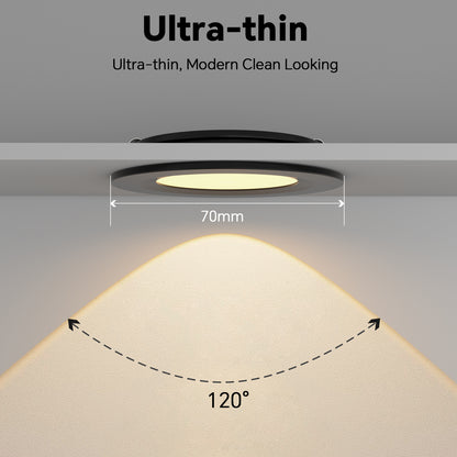 12V LED Puck Light, RV Boat Recessed Ceiling Light for Under Cabinet Camper Van Caravan Interior Lighting, 6 Pack
