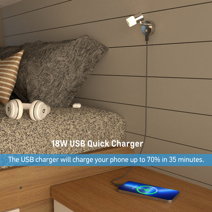 12V LED Reading Light, RV wivel Wall Lamp Built-in USB Charger