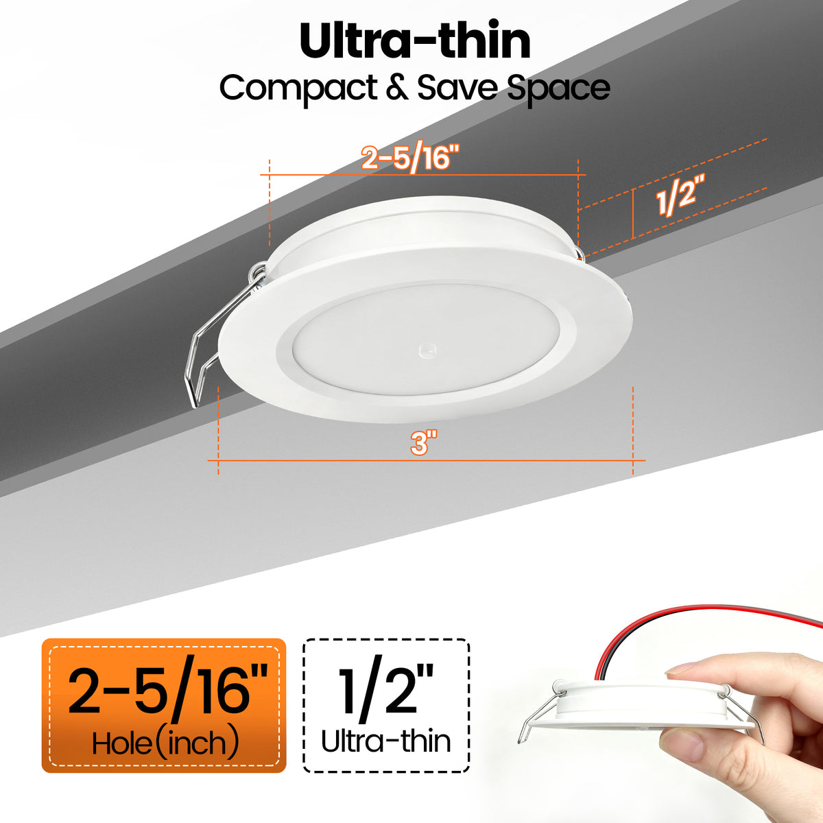 12V LED Lights, Recessed Ceiling Light 76mm 3CCT 3000K/4000K/6000K
