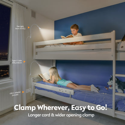 Wall Mounted Minimalist Bedside Reading Light Powered by Type-C Adapter Wjite