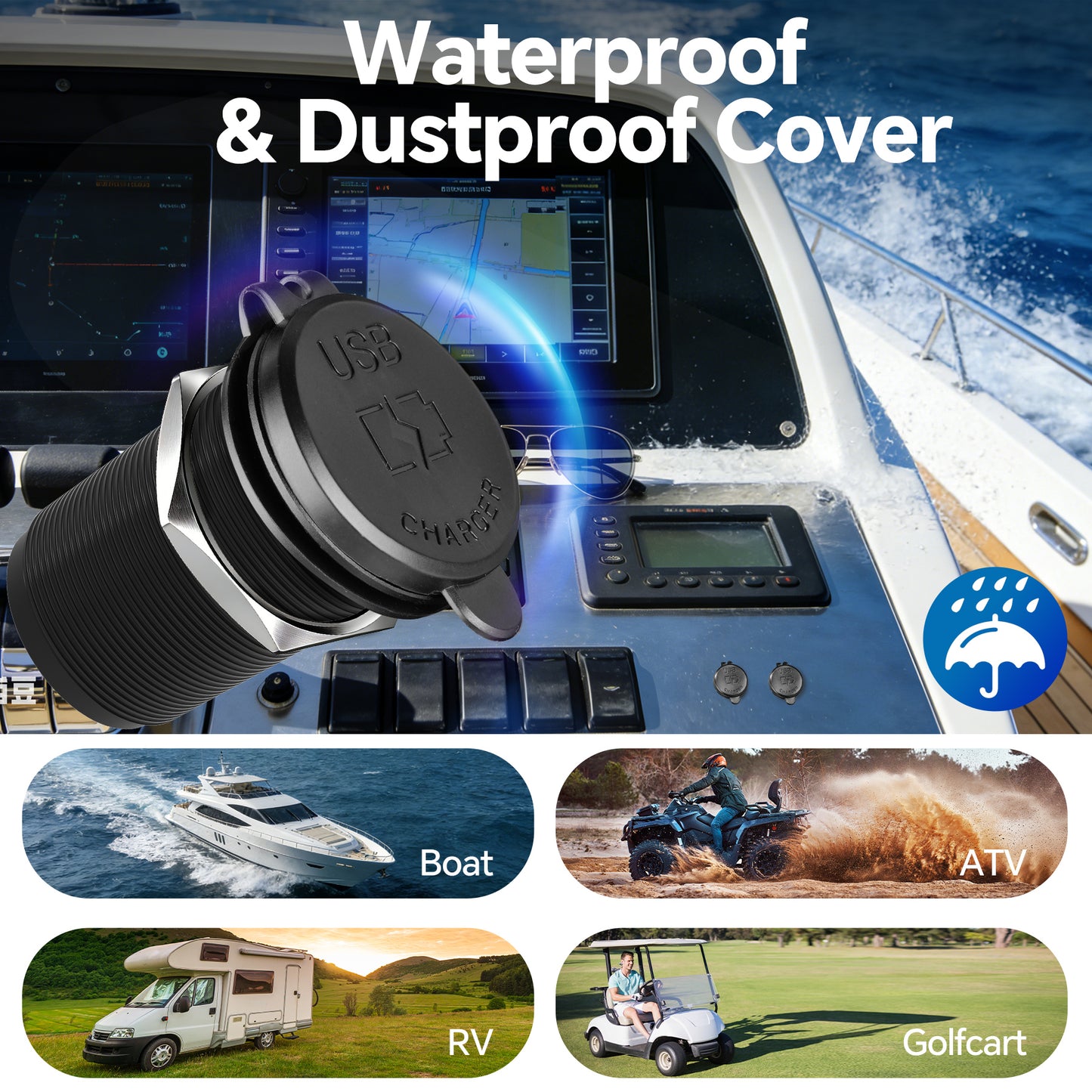 120W 12V USB C Socket 100W PD & 20W PD RV USB Outlet All-Aluminum