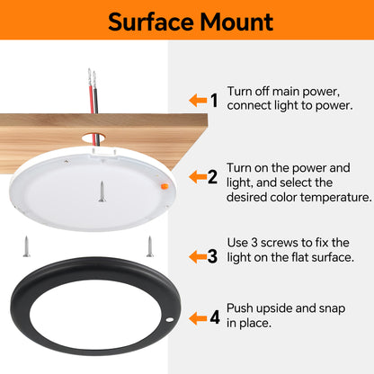 12V Metal Ceiling Dome Light Campervan Boat 3 CCT 2700K/4000K/6000K Switchable & Dimmable, Surface Mount LED for Motorhome Camper Trailer Interior Lighting