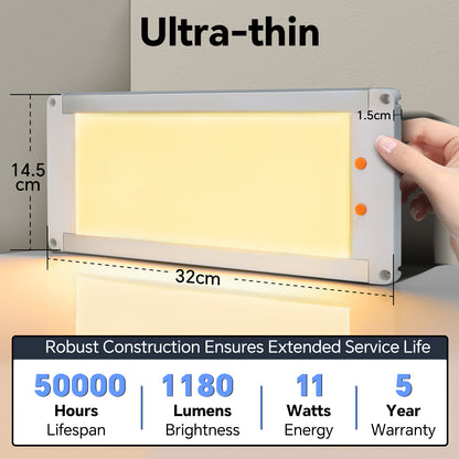 12V LED Ceiling Light Full Aluminum 11W, 3 Color Temperature Switchable, Dimmable Panel Lamp 32.5cmX14.5cm 1180 Lumen