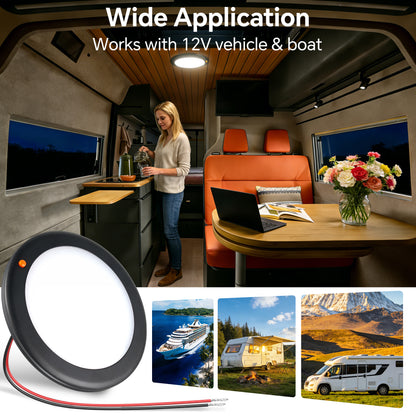 12V Metal Ceiling Dome Light Campervan Boat 3 CCT 2700K/4000K/6000K Switchable & Dimmable, Surface Mount LED for Motorhome Camper Trailer Interior Lighting