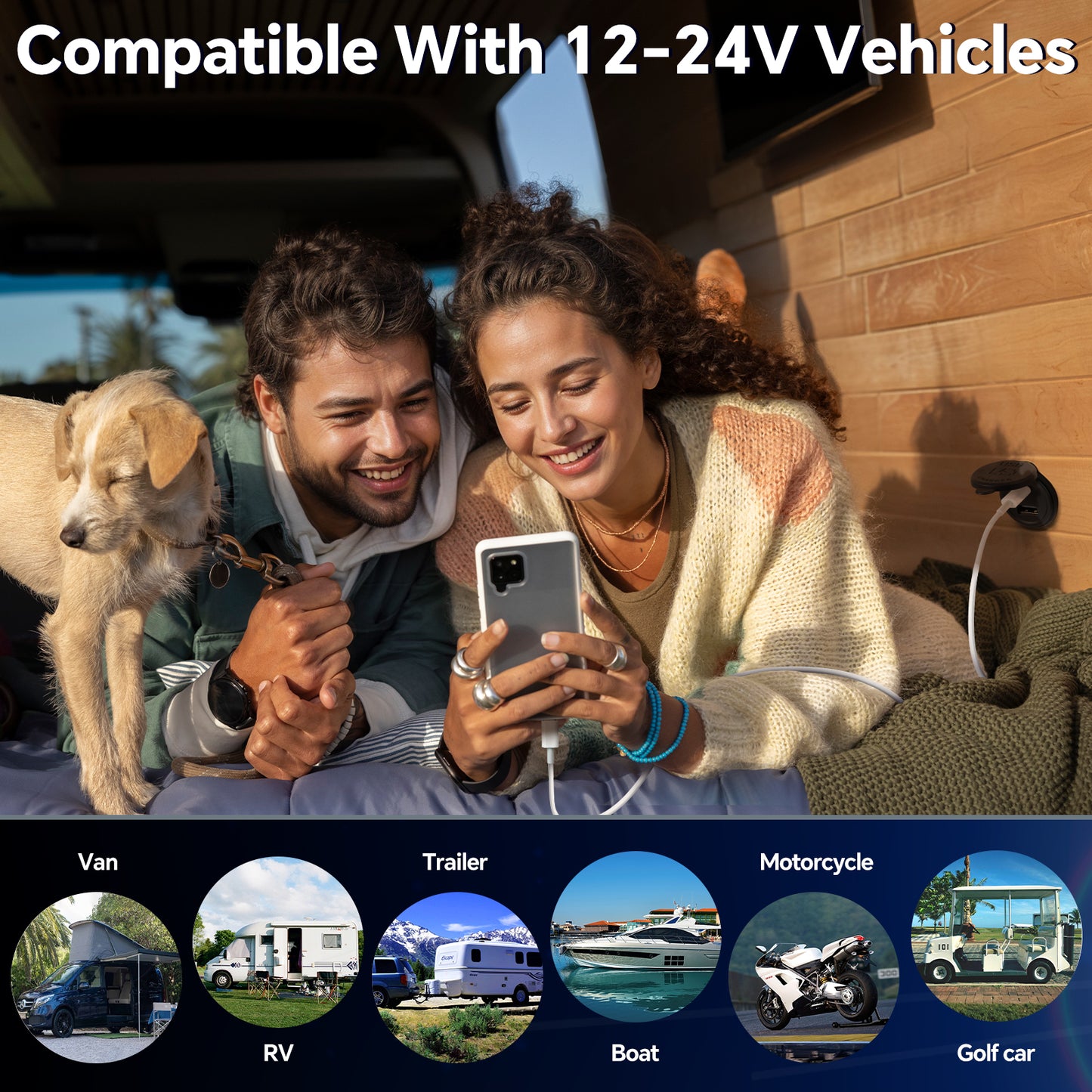 12V USB Outlet 30W PD Type-C & 18W QC3.0 Aluminum Waterproof Fast Charging Socket Recessed Mount for RV Camper Trailer Truck Boat Golf，2 Pack