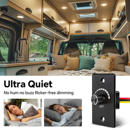12V Dimmer Switch, 6A RV Light High-side PWM Dimmer