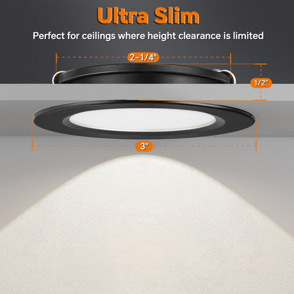 acegoo 12V Bi-color 3” Recessed Puck Light for RV Boat Camper Van, 3W CRI90+ Dual Color  (Note:Works with acegoo 12V dual-mode dimmer)