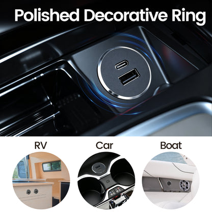 48W 12V USB Socket Outlet, PD3.0 30W+QC3.0 18W