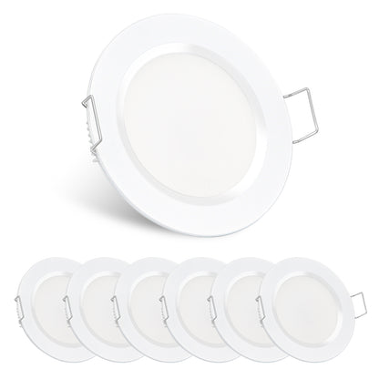 12V LED Puck Light, RV Boat Recessed Ceiling Light for Under Cabinet Camper Van Caravan Interior Lighting, 6 Pack White