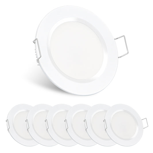 12V LED Puck Light, RV Boat Recessed Ceiling Light for Under Cabinet Camper Van Caravan Interior Lighting, 6 Pack White