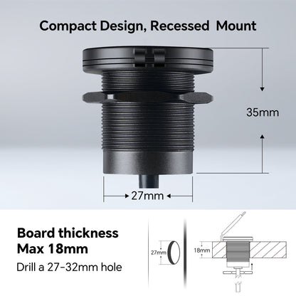 48W 12V USB Socket Outlet, PD3.0 30W+QC3.0 18W Waterproof