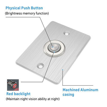 12V Dimmer Switch PWM Low Side, Push Button Dimmer for RV Boat Lighting & Led Strip Light, 6A Full Aluminum with Red Ring Light