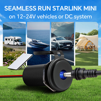 acegoo for starlink Mini 12V Adapter Recessed Mount, DC 12V to 30V Step Up Converter Waterproof & Aluminum