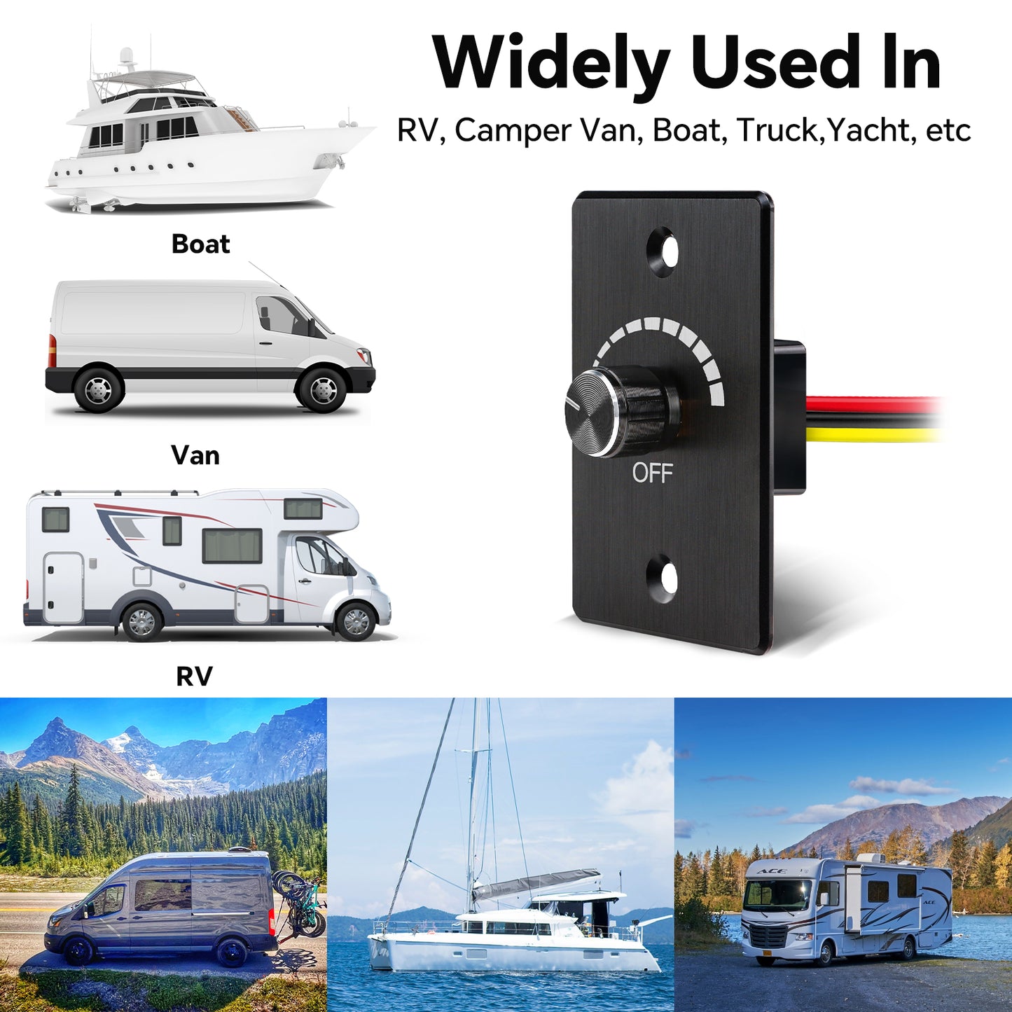 12V Dimmer Switch, 6A RV Light High-side PWM Dimmer