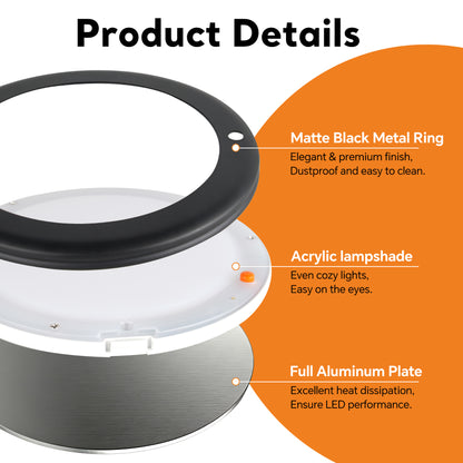 12V Metal Ceiling Dome Light Campervan Boat 3 CCT 2700K/4000K/6000K Switchable & Dimmable, Surface Mount LED for Motorhome Camper Trailer Interior Lighting