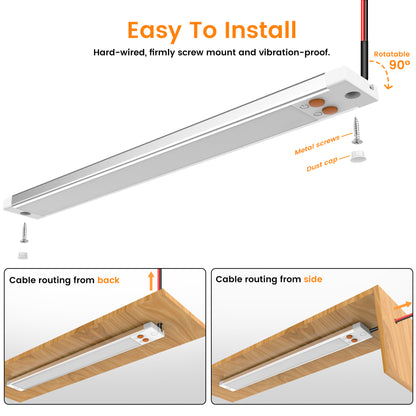 RV 12V LED Light Bar Aluminum, 3CCT (3000K/4000K/6000K) & Red Night Light, Caravan Boat Truck Interior Under Cabinet Light Strip Rigid Linear, Screw Mount