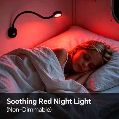 12V LED Reading Light RV Boat LED Inbuilt USB-C Charger 4000K & Red Night Light