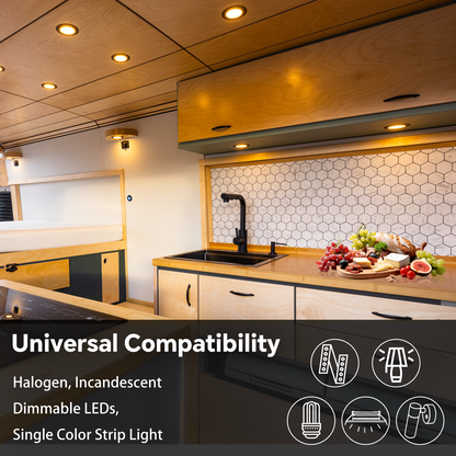 12V 3-way Dimmer Switch Kit, RV On/off/dimming Control Light for Motorhome Boat Camper Van Truck, LED Strip Light, All-aluminum, 6A
