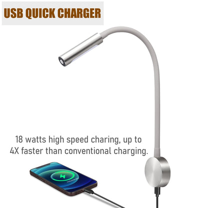 12V LED Reading Light 4000K RV Boat Inbuilt USB Charger/Red Night Light Flexible