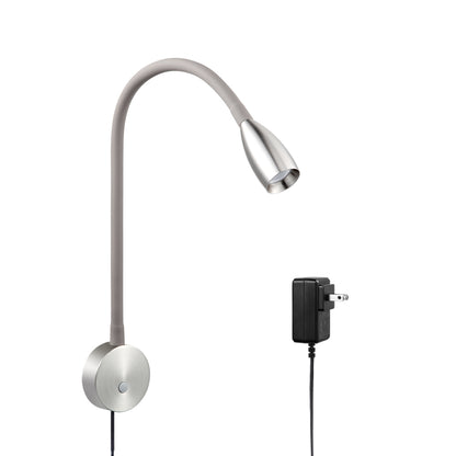 Minimalist Wall Mounted Bedside Reading Light Flexible Gooseneck Lamp with USB Charger, Headboard Dimmable Book Light