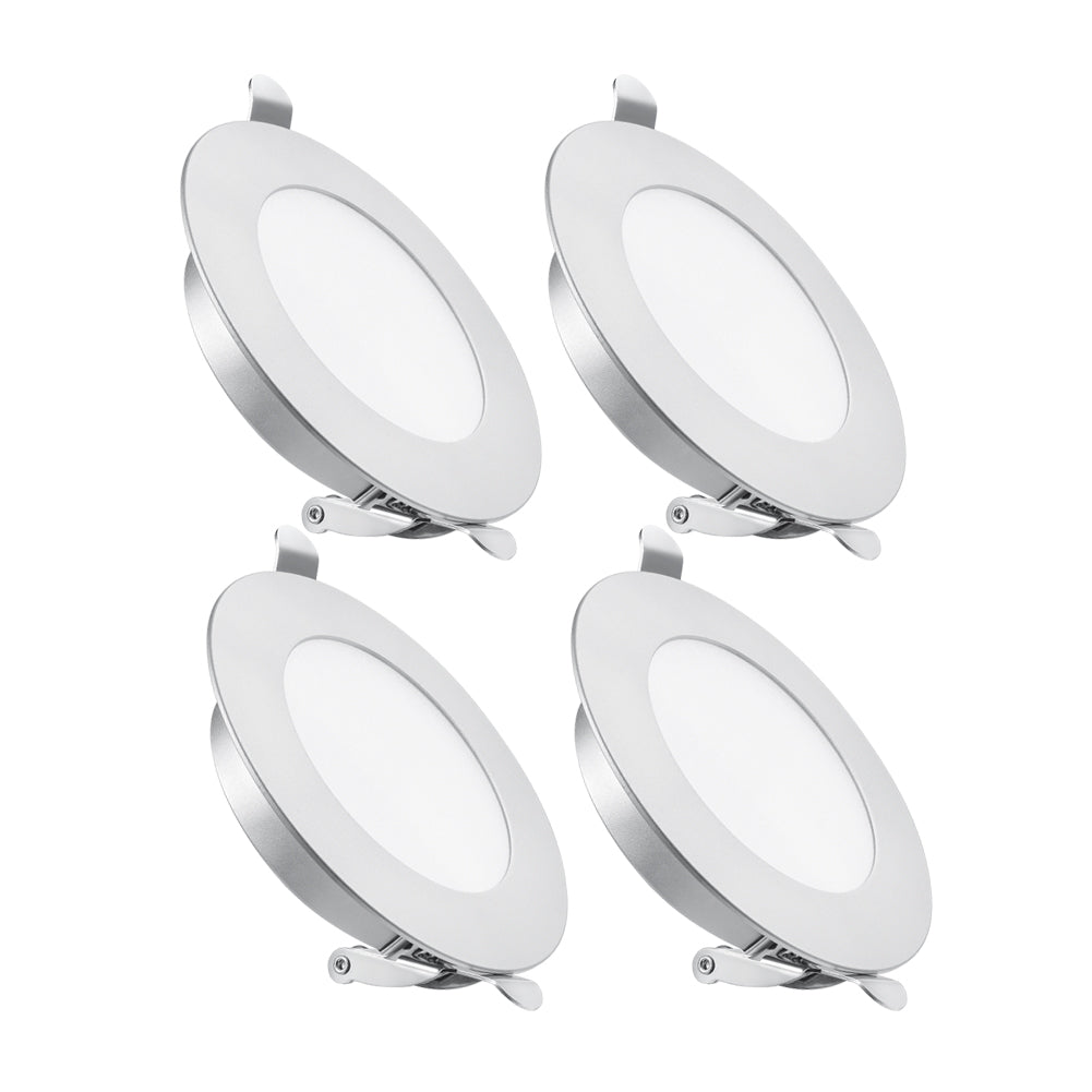12V LED Puck Light, RV Boat Recessed LED Ceiling Light Overhead 3-1/4 Inch Flush Mount Full Aluminum CRI 90+ Silver