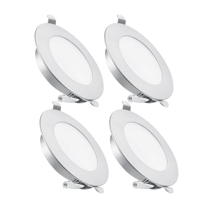 12V LED Puck Light, RV Boat Recessed LED Ceiling Light Overhead 3-1/4 Inch Flush Mount Full Aluminum CRI 90+ Silver