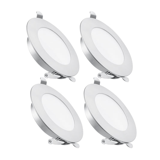 12V LED Puck Light, RV Boat Recessed LED Ceiling Light Overhead 3-1/4 Inch Flush Mount Full Aluminum CRI 90+ Silver