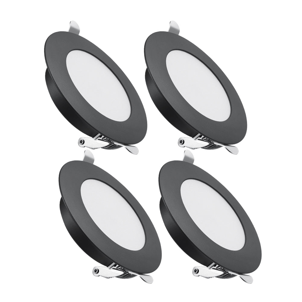 12V LED Puck Light, RV Boat Recessed LED Ceiling Light Overhead 3-1/4 Inch Flush Mount Full Aluminum CRI 90+ Black