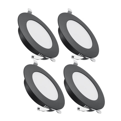 12V LED Puck Light, RV Boat Recessed LED Ceiling Light Overhead 3-1/4 Inch Flush Mount Full Aluminum CRI 90+ Black