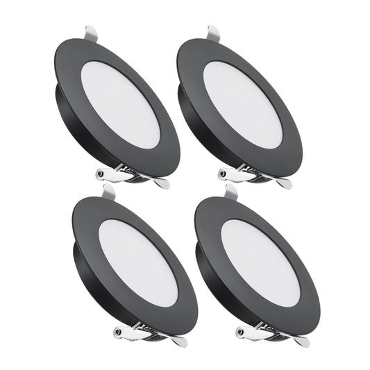 12V LED Puck Light, RV Boat Recessed LED Ceiling Light Overhead 3-1/4 Inch Flush Mount Full Aluminum CRI 90+ Black
