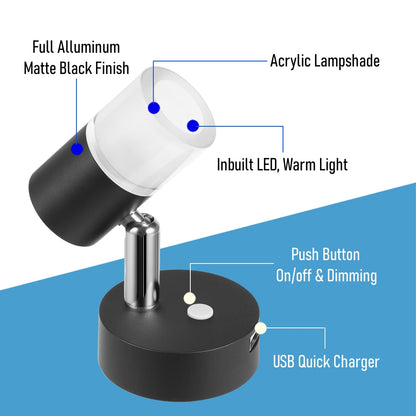 12V LED Reading Light, RV wivel Wall Lamp Built-in USB Charger
