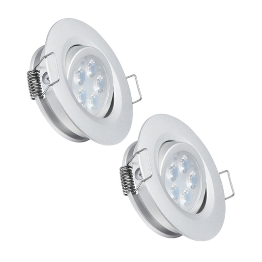 12V LED Puck Light Swivel RV Recessed LED Spotlight 36° Beam Angle Vertical 70° Adjustment,Full Aluminum Diameter 2-3/4 Inch Silver