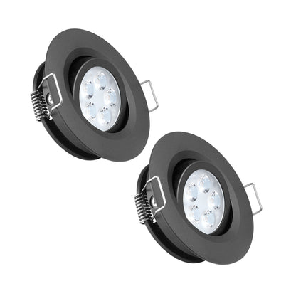 12V LED Puck Light RV Swivel Recessed Spotlight  36° Beam Angle Vertical 70° Adjustment,Full Aluminum Diameter 2-3/4 Inch Black