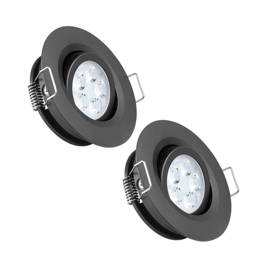 12V LED Puck Light RV Swivel Recessed Spotlight  36° Beam Angle Vertical 70° Adjustment,Full Aluminum Diameter 2-3/4 Inch Black