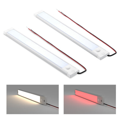 RV 12V Under Cabinet LED Lighting Linear Light Bar with Integral Dimming Switch & Red Light, Screw Mount Hard-Wired CRI90+ 12 Inches 2 Pack