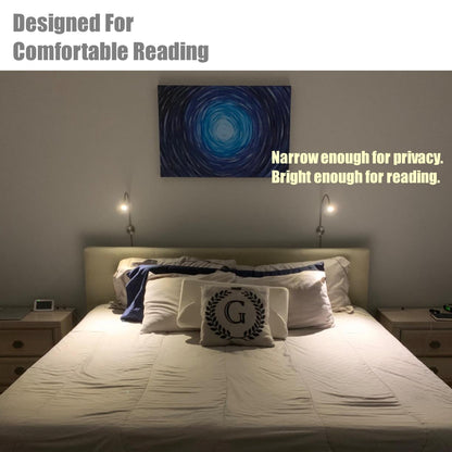 Minimalist Wall Mounted Bedside Reading Light Flexible Gooseneck Lamp with USB Charger, Headboard Dimmable Book Light