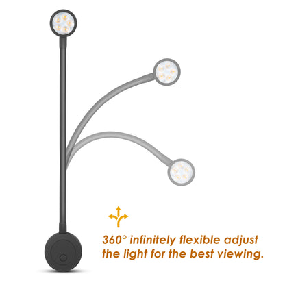 12V LED Reading Light RV Boat Flexible,  Built-in Press Dimmer Switch /USB Charger